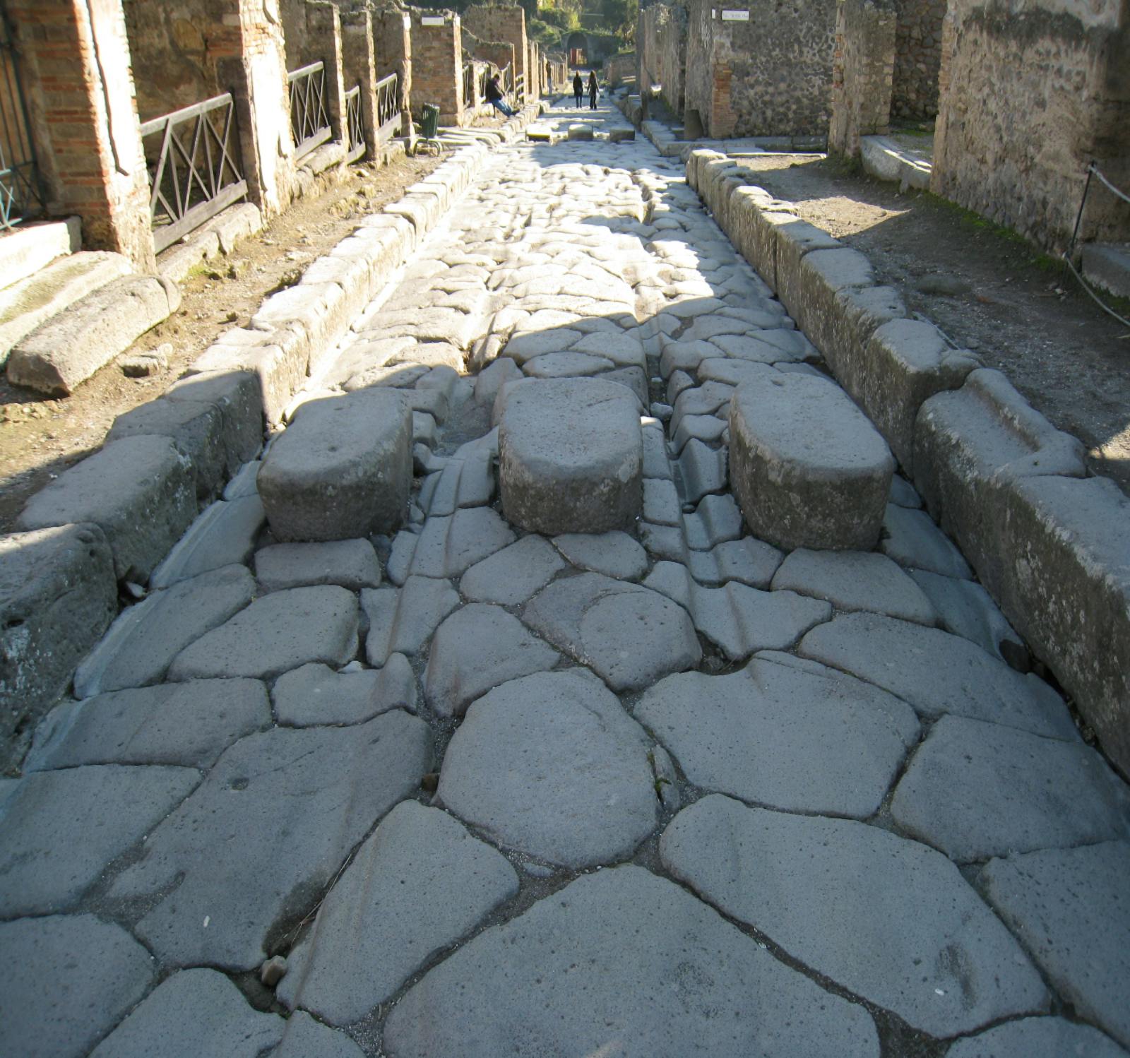 Perspektivvy av ruinerna vid arkeologiska området Pompeji